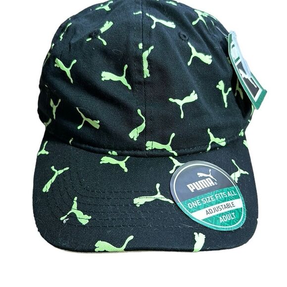 Puma one size fits all adjustable adult hat black/neon green new - Picture 1 of 4